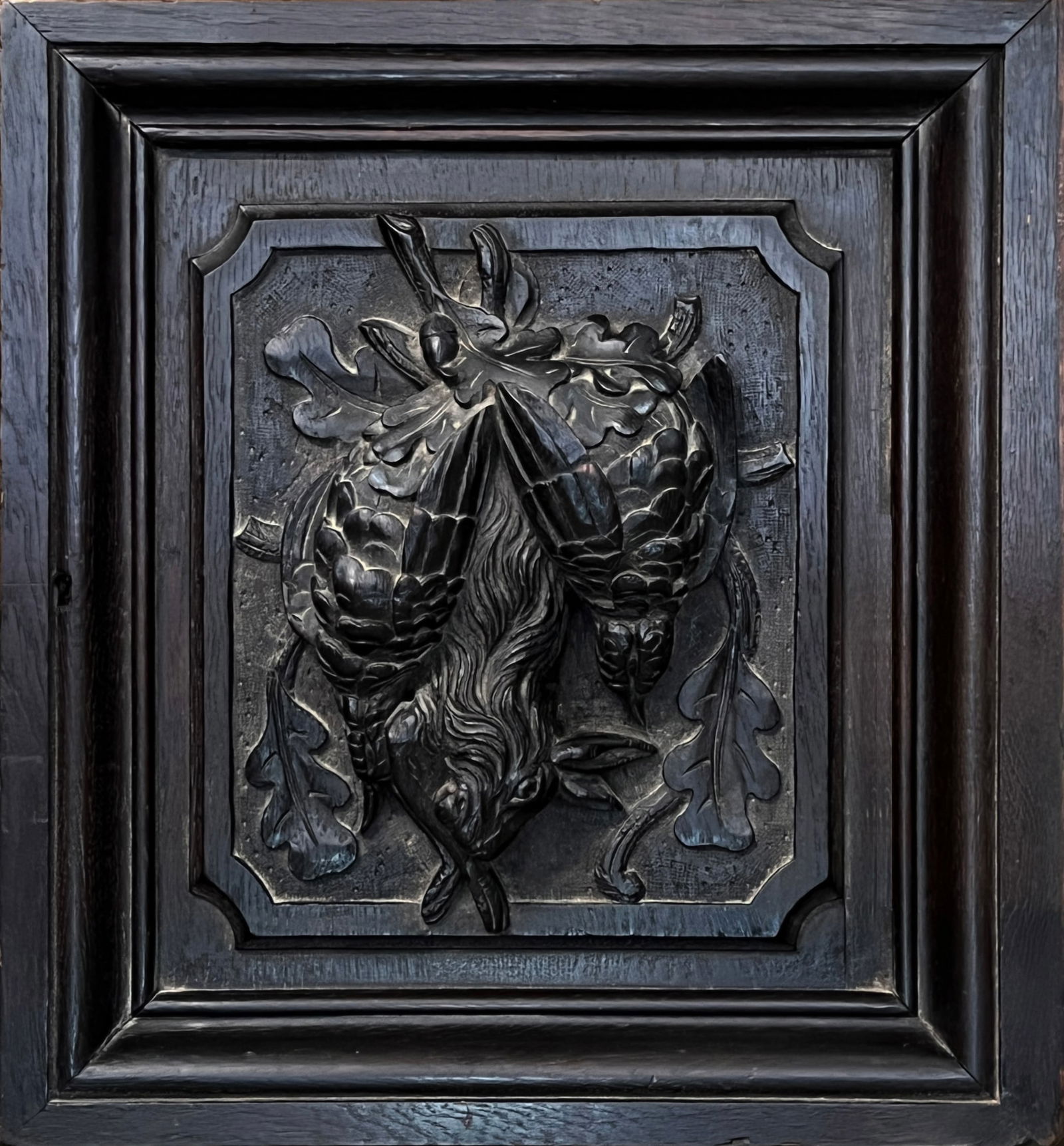 Antique Black Forest Hand Carved Wood Panel - Wild Game Genre (1 of 5)