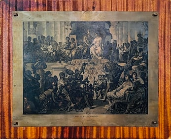 Rare Original 19th c. Engraving Template WEDDING OF ALEXANDER THE GREAT AND STATEIRA After Andreas