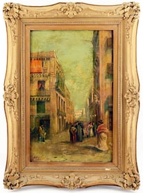 Vincenzo Loria Oil Painting Naples Street Scene