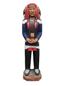 Life Size Cigar Store Indian Warrior Wood Sculpture