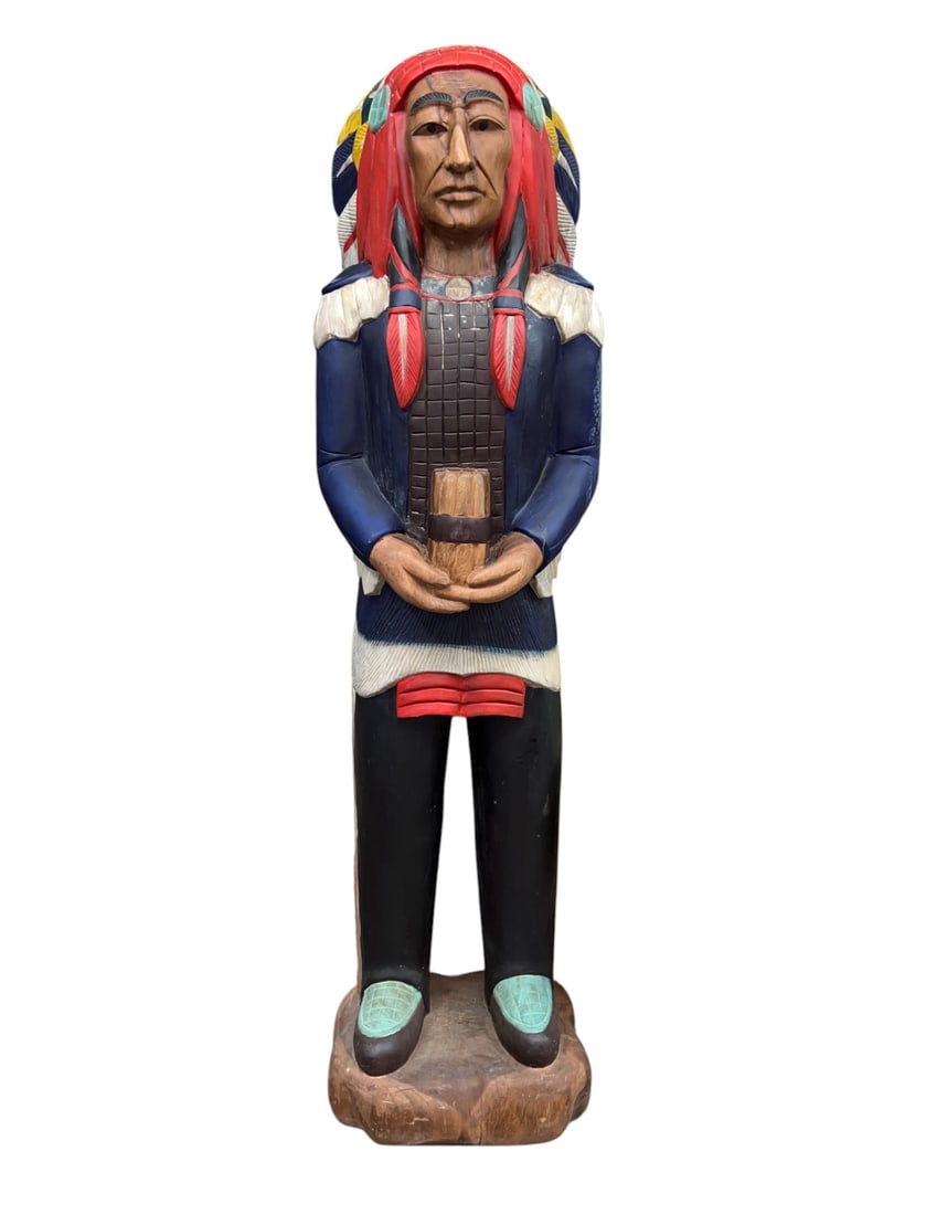 Life Size Cigar Store Indian Warrior Wood Sculpture (1 of 5)
