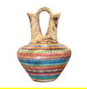 Remarkable Large Navajo Etched Horse Hair Rainbow Wedding Vase Pottery by Sylvia Johnson