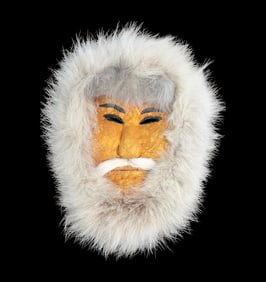 Vintage Alaskan Inuit Eskimo Caribou Skin Mask by Louisa Skipper (Inuit, Barrow, Alaska)