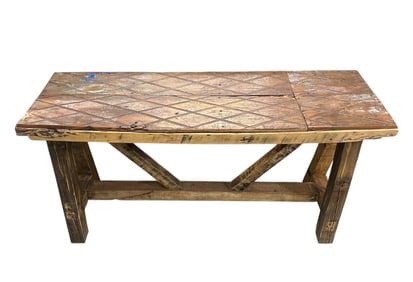 Antique Spanish Baroque Salvaged Carved Wood Table