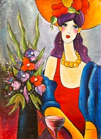 Original Modern Portrait Oil Painting In Re Amedeo Modigliani