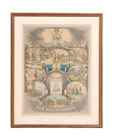 Rare 19th c. Original BROTHERHOOD OF LOCOMOTIVE FIREMEN OF NORTH AMERICA Poster