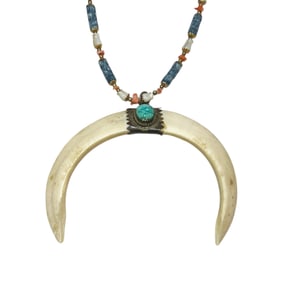 Rare Vintage Native American Navajo Boar Tusk Necklace
