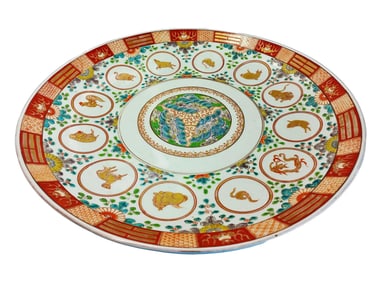 Large Antique Chinese Hand Painted Porcelain Bowl / Platter