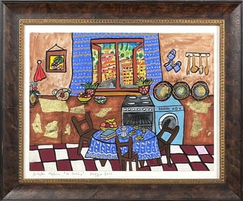 Nilofar Mehrin Modern Interiorscape Painting w/ Gilding