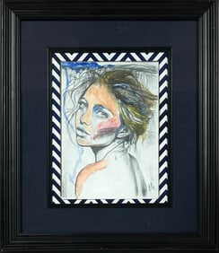 Dutch Modern Portrait Watercolor Painting Elles C. Bezemer
