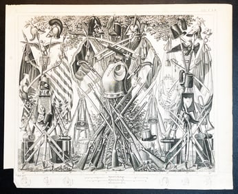 Rare 19th c. Military Iconographic Engraving by J. G. Heck
