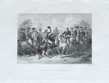 Antique Revolutionary War Engraving SURRENDER OF BURGOYNE After Chapin