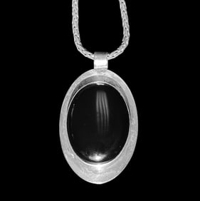 Navajo Signed Onyx & Sterling Pendent / Necklace - Jazz Wilson