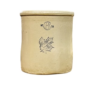 Antique Western Stoneware Pottery 6 Gallon Croock