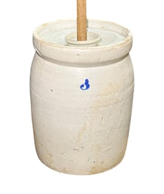 Antique Stoneware Pottery 3 Gallon Crock Butter Churn