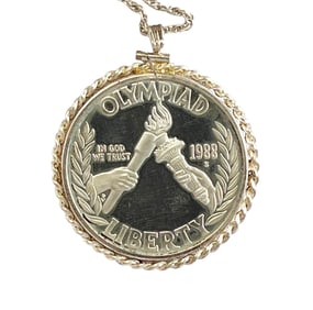 1988-S United States Commemorative Olympic Silver Dollar Necklace