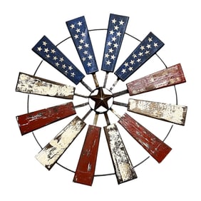 American Flag Wood Windmill Decoration