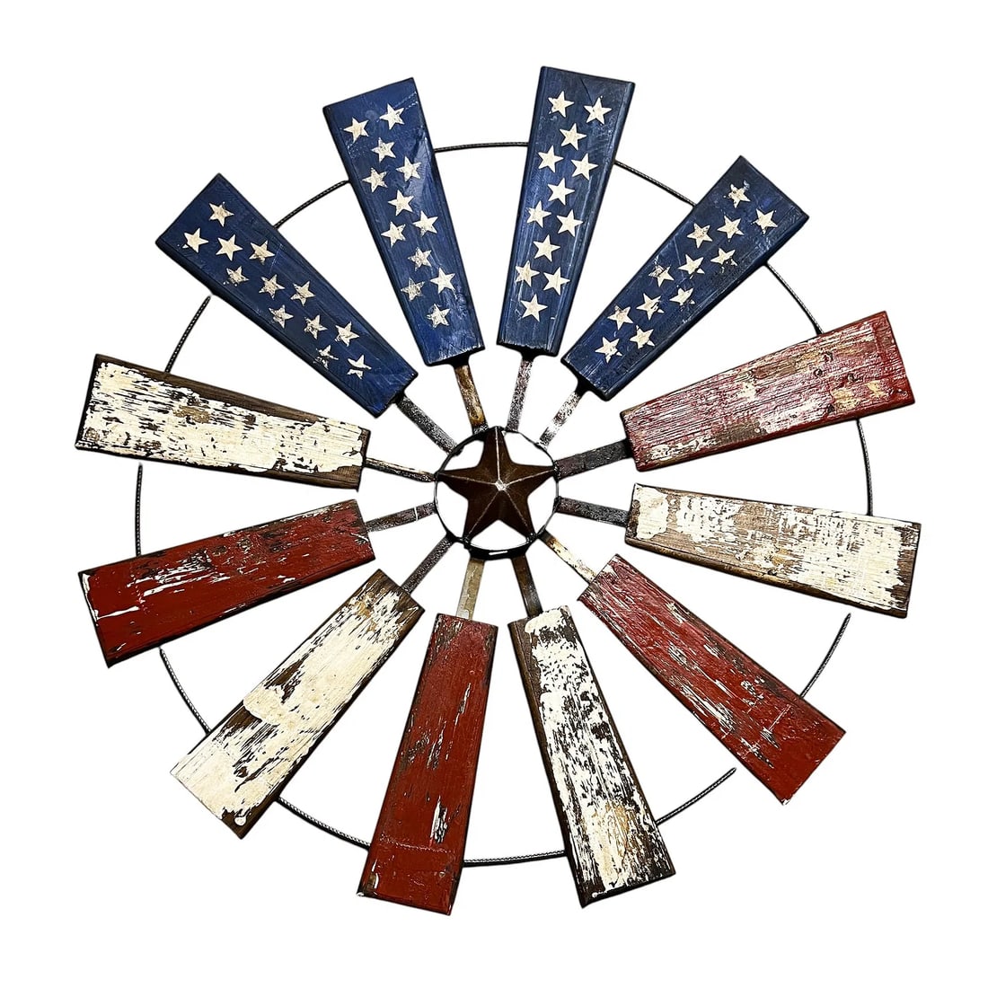 American Flag Wood Windmill Decoration