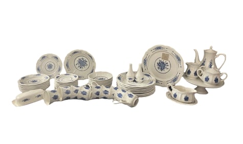 Vintage Mayhill Federalist Ironstone Blue Flower Dinnerware Set 55 Pcs