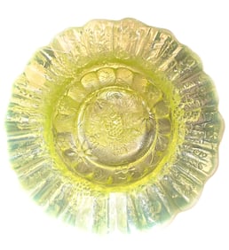 Glowing Vintage Vaseline Glass Plate – 9.5 in.; Uranium Glass with Pale Yellow-Green Hue