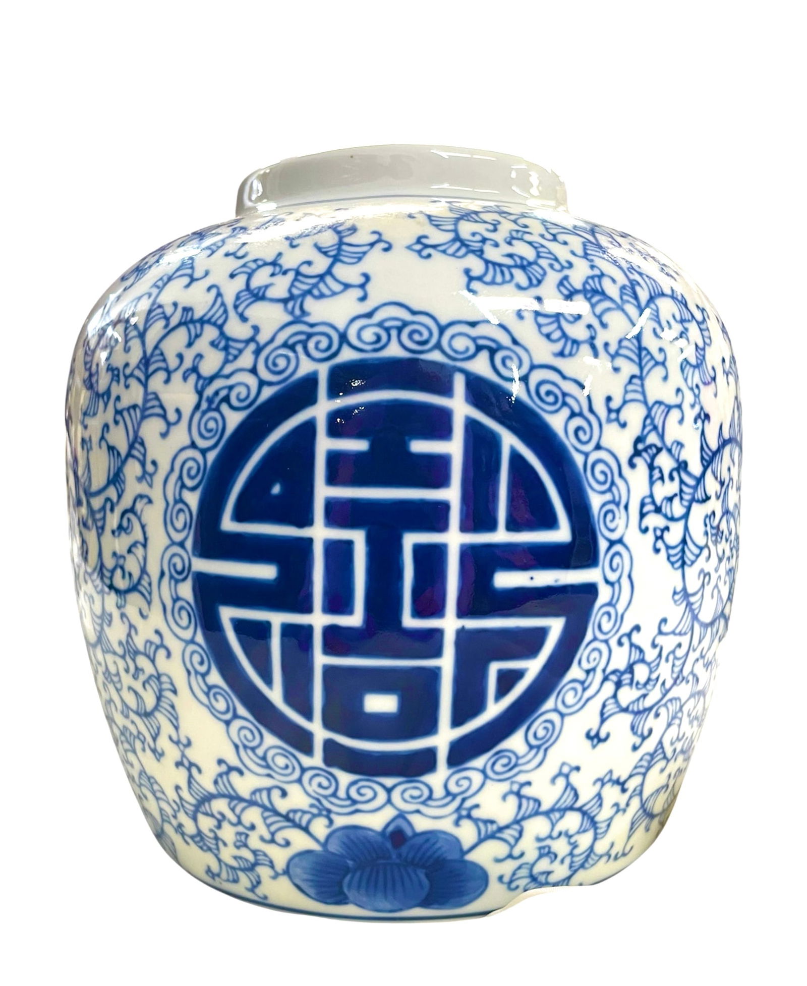 Blue & White Bombay Chinese Porcelain Vase – 7.5 in. H x 7.25 in. D (1 of 6)