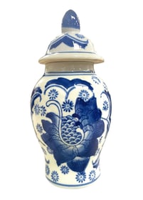 Qing Dynasty Blue and White Porcelain Ginger Jar with Lid