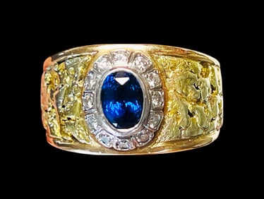 14k Gold Diamond & Sapphire Ring