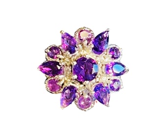 Amethyst Floral Cocktail Ring - 2.19 Carats