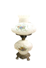 White Puffy Rose 3-Way GWTW Lamp