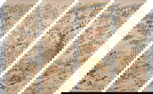 Embroidered flower and bird picture four screens: Four screens with embroidered flower and bird pictures in Qing Dynasty. The exquisite craftsmanship of the embroidery makes the picture look vivid and delicate, with smooth lines. These flower and bir