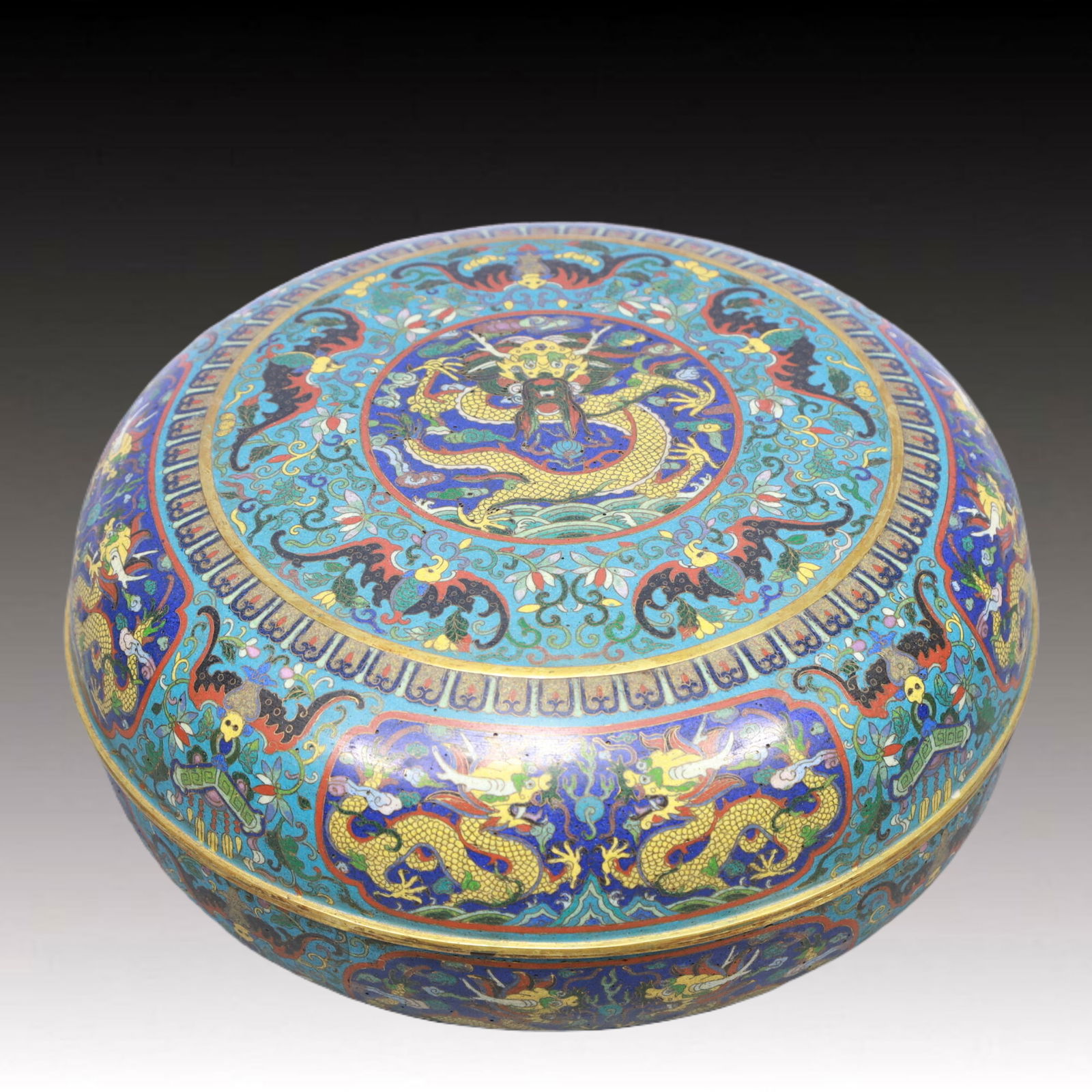 An Exquisite Cloisonne Lotus and Dragon Pattern Box (1 of 8)