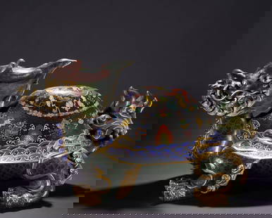 A Exquisite Cloisonne Auspicious Beast Ornament: A Exquisite Cloisonne Auspicious Beast Ornament Qing Dynasty, China Qianlong Six-character Mark Size:33cmx60cm Weight:17KG景泰蓝龙龟摆件