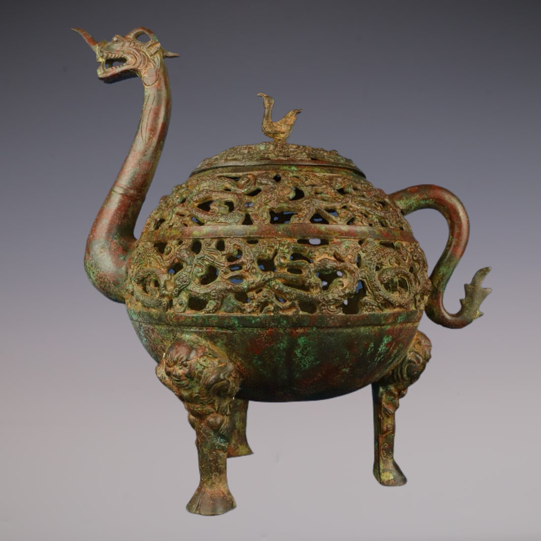 Chinese Han Dynasty Polychrome Tripod Brazier