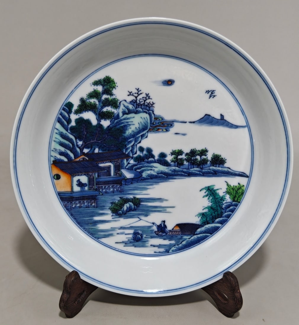 A Exquisite Doucai Landscape Pattern Plate (1 of 9)
