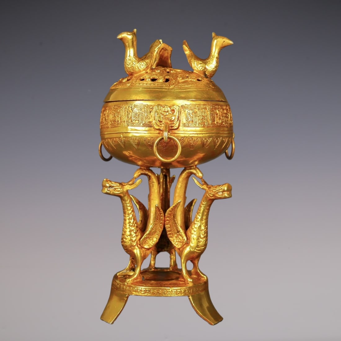 Chinese Han Dynasty Polychrome Tripod Brazier
