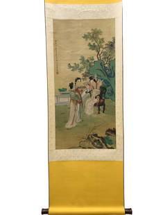 A Chinese Vertical Scroll Ink Painting of Figure on Silk,Ding Yunpeng: A Chinese Vertical Scroll Ink Painting of Figure on Silk,Ding Yunpeng,Size(Without frame):85cmx40 