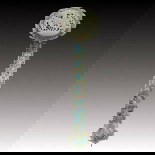An Exquisite  Cloisonne Inlaid White Jade Auspicious Cloud Pattern Ruyi: An Exquisite Cloisonne Inlaid White Jade Auspicious Cloud Pattern Ruyi ,Qing Dynasty, China, Qianlong Four-character Mark,Size:11cmx8cmx39cmWeight:850g &#26223;&#27888;&#34013;&#23884;&#30333;&#29577;