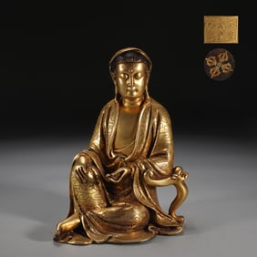 A Solemn Gilt Bronze Statue of Avalokitesvara