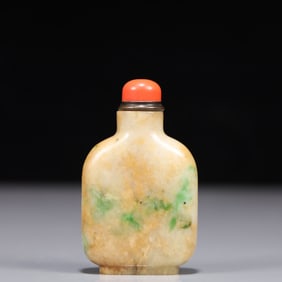 An Exquisite Jadeite Snuff Bottle, Inlaid Gems