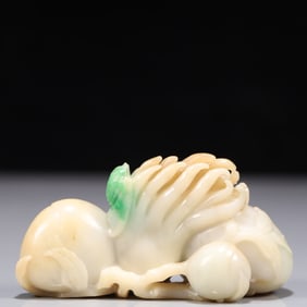 An Exquisite Jadeite Peach and Bergamot Ornament