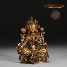 A Solemn Gilt Bronze Statue of Tara