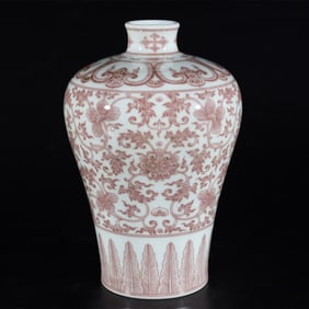 An Exquisite Underglaze-Red Lotus Pattern Vase