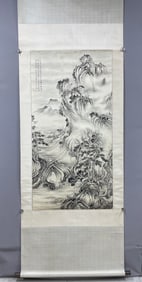 A Chinese Vertical Scroll Ink Painting of Landscape on Paper,Chen Shaomei
