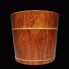 An Exquisite Imitation Wood Grain Glazed Brush Pot