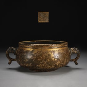 An Exquisite Bronze Beast ears Censer