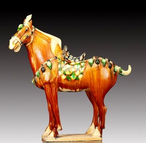 A Rare Tang Tri-Color Glazed Pottery Horse Ornament