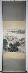 A Chinese Vertical Scroll Ink Painting of Character and Story on Paper,Qian Songyan