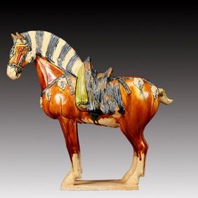 A Rare Tang Tri-Color Glazed Pottery Horse Ornament
