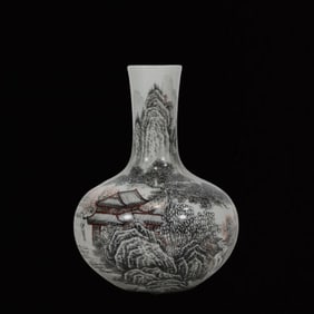 An Exquisite Ink Color Landscape and Figure Pattern Vase