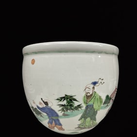 An Exquisite Wucai Figure Pattern Vat
